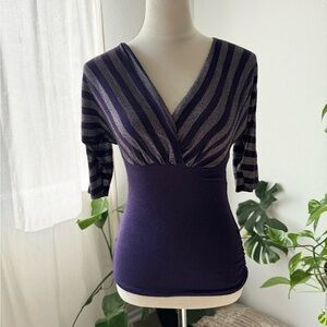 Vintage y2k Purple Striped Bell Sleeve Top Jersey Shore